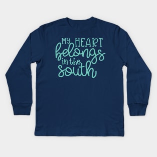 My Heart Belongs in the South Southern Cute Kids Long Sleeve T-Shirt